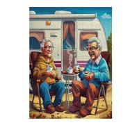 Representa una Pareja anciana Feliz sentada Puzzles 500 Piezas Obra De Arte Abstracta Rompecabezas para Adultos Decoración Hogar Moderno DIY Creativo Desafío 500 PCS