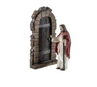 Representacion de Jesus Llama a tu Puerta de Resina Pintado a Mano de 14 cm