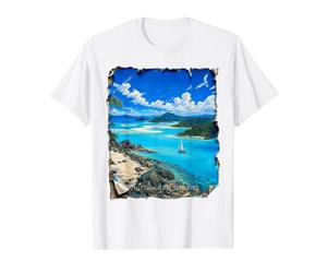 Representación de Las Islas Whitsunday por #LeoPepeDesign, Camiseta gráfica económica, Hombre, Blanco, M