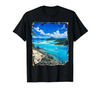 Representación de Las Islas Whitsunday por #LeoPepeDesign, Camiseta gráfica económica, Hombre, Negro, S