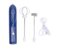 Representadora de leche portátil recargable con 2 cabezas de batidora ABS ABS Cargo USB de acero inoxidable Conjuiciador de bebidas de espuma rápidamente cremosa para Lattes (Azul)