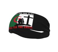 Represento la bandera de Argelia y me arrodillo ante la cruz. Diademas para hombre y mujer, antideslizantes, absorbentes, deportivas, para gimnasio, baloncesto, yoga.