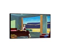 Reproducción de arte de pared de lienzo de Edward Hopper en lienzo Western Motel Print on Canvas Impressionist Painting para sala de estar Decoración de la sala de niños 80x50cm(31x20in) Marco negro