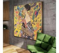 Reproducción de pinturas de Gustav Klimt en la pared: Retrato de Adele Bloch, lienzo dorado para sala de estar, 90x90cm(35x35in) con marco.
