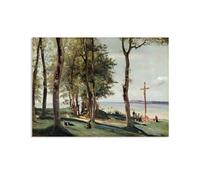 Reproducciones de Pinturas al óleo Jean-Baptiste-Camille Corot Calvario en la Costa de Gracia cuadros pinturas famosas Paisajes poster Decoración de Pared para Salón Dormitorio 70x50cm Poster