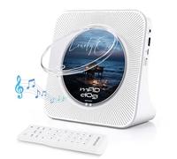 Reproductor CD Bluetooth con diseño de Escritorio, Reproductor de CD portátil con Doble Altavoces y Temporizador, Admite Entrada AUX/USB, Radio FM, Toma de Auriculares, Transmisión Bluetooth