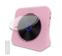 Reproductor CD Bluetooth Portátil, Reproductor De Música CD con Pantalla LED Y 6 Ajustes De Temporizador, 5 Formatos, Bluetooth 5.0 Audio HiFi Estéreo, para Hogar Oficina Pink