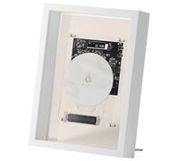 Reproductor CD Montable En Pared,Marco Fotos Dinámico con Música,Marco Madera Esmerilada,Control Remoto,Sin Altavoz Integrado,para Hogar,Pasillo,Oficina White