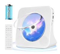 Reproductor CD Portátil Recargable 4000 mAh, Bluetooth, Radio FM, USB y AUX, Reproductor de CD Musica con Altavoz HiFi Incorporado, Cubierta Antipolvo, Pantalla LCD, Timer, Blanco