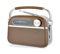 LLOYTRON Radio Bluetooth Am/FM de Estilo Vintage, portátil y Recargable, reproducción de MP3 a través de USB o Micro SD - Red eléctrica o con Pilas - N6403WD - Efecto Madera