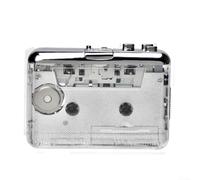 Reproductor de casete clásico con conversión de MP3, interfaz USB C, grabadora de cinta portátil, carcasa transparente para viajes, 112 x 80 mm