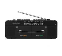 Reproductor de casete dual y grabadora con radio FM/SW/MW, MP3, unidad USB y reproducción de tarjeta TF, grabación y transcripción con un solo toque