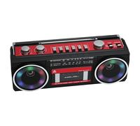 Reproductor de Casete portátil Boombox, Radio estéreo Am/FM/SW, Reproductor de Casete, grabadora de MP3, Bluetooth, USB, Luces RGB, Tarjeta TF (Rojo)