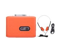 Reproductor de Casetes Portátil con USB C, Convertidor de Casete a MP3, Micrófono Integrado y Salida para Auriculares, Color Naranja