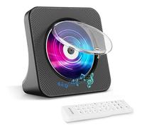 Reproductor de CD Bluetooth con diseño de escritorio, reproductor de CD de radio portátil con altavoces dobles y temporizador, soporta entrada AUX/USB, radio FM, toma de auriculares, transmisión