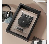 Reproductor de CD Bluetooth con marco de fotos decorativo de música, control remoto, pantalla digital LED, Bluetooth 5.0 y salida AUX de 3.5 mm, calidad de sonido sin pérdidas para el hogar y la