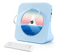Reproductor de CD Bluetooth portátil con Altavoces, Reproductores de CD para el hogar diseñados para niños, Compatible con Receptor/transmisor Bluetooth/rádio FM/Entrada para Auriculares/USB, Azul