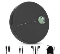 Reproductor de CD Bluetooth recargable para coche, reproductor de discos de música portátil, negro, reproducción de audio inalámbrica