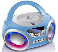 Reproductor de CD con iluminación LED | Toma para Auriculares | Radio estéreo portátil | Radio Infantil | estéreo | USB | Reproductor de CD/MP3 | Radio FM | Conector para Auriculares | Entrada AUX