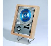 Reproductor de CD con marco de música para montaje en pared con Bluetooth, USB, salida AUX, control remoto, altavoces y 6 opciones de iluminación para decoración del hogar y el pasillo