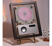 Reproductor de CD con marco de música para montaje en pared con control remoto y cubierta magnética contra el polvo, altavoz integrado y 6 luces, resistente a los arañazos, para pared y escritorio