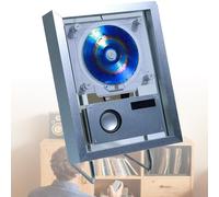 Reproductor de CD con marco musical, marco de fotos decorativo para CD de pared con control remoto, altavoces, 6 luces, salida Bluetooth 5.1 bidireccional, USB y AUX, para galería en casa Silver