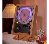 Reproductor de CD con marco musical, marco de fotos decorativo para CD de pared con control remoto, para decoración de hogar, pasillo y pared, salida bidireccional Bluetooth 5.1, USB y AUX Beige