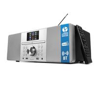 Reproductor de CD con Radio Dab/Dab+ y FM, Streaming por Bluetooth, Sistema Hi-Fi estéreo de 80 W, Pantalla a Color, 60 presintonías, Mando a Distancia, Mueble de Madera acústica,MANGOKIT MS1-Noir