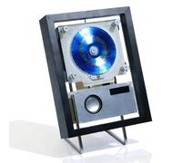 Reproductor de CD de montaje en pared con altavoces, Bluetooth 5.1/USB/AUX/FM, control remoto, 6 luces LED, marco de fotos de madera para decoración del hogar, sala de estar, dormitorio, pasillo