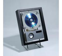 Reproductor de CD de música para montaje en pared con mando a distancia, salida Bluetooth/USB/AUX, marco de fotos decorativo, incluye altavoces y 6 opciones de iluminación para decoración del hogar