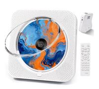 Reproductor de CD de música portátil Bluetooth - Reproductor de CD Kpop multifuncional de escritorio con altavoces de sonido HiFi configurar pantalla LED | Cubierta antipolvo | Control remoto (Blanco)