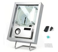 Reproductor de CD de Pared con Control Remoto, 6 Iluminaciones, Marco de Fotos Decorativo Musical, Salida/Bluetooth 5.1/USB/aux Altavoces Bidireccionales para Hogar y Oficina Silver