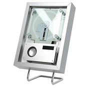 Reproductor de CD de Pared con Marco Decorativo para Fotos y Control Remoto CD Decorativo Bluetooth 5.1/Salida Aux 3.5Mm 6 Opciones de Iluminación para Decoración del Hogar Silver