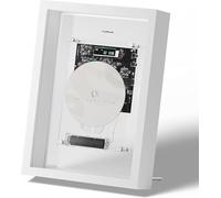 Reproductor de CD de Pared, Marco de Fotos Decorativo con música, Control Remoto y Pantalla LED, Bluetooth 5.0/Salida Auxiliar de 3.5 mm, sin Altavoces, for decoración de hogar, Pasillo(White)