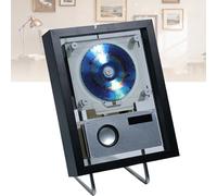 Reproductor de CD de pared, marco decorativo para fotos con música en CD, con control remoto y altavoces, para decoración del hogar, galería y oficina, salida bidireccional Bluetooth/USB Black