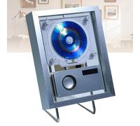 Reproductor de CD de pared, marco decorativo para fotos con música en CD, con control remoto y altavoces, para decoración del hogar, galería y oficina, salida bidireccional Bluetooth/USB Silver