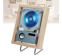 Reproductor de CD de pared, marco decorativo para fotos con música en CD, con control remoto y altavoces, para decoración del hogar, galería y oficina, salida bidireccional Bluetooth/USB Beige