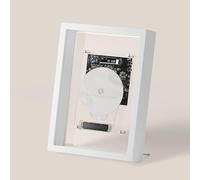 Reproductor de CD de Pared, Reproductor de música con Marco Decorativo for Fotos, Bluetooth 5.0/Salida AUX de 3,5 mm, sin Altavoces, for decoración del hogar, Pasillo, Oficina o Pared.(White)
