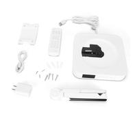 Reproductor de CD doméstico con altavoces Bluetooth integrados, radio FM, puerto USB, ranura para tarjeta de memoria y control remoto. Minicadena