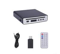 Reproductor de CD externo para coche con puerto de carga USB, entrada AUX para modulador FM adaptador de música, carcasa de plástico negro, 16 x 15,5 x 3,8 cm