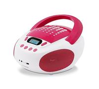 Reproductor de CD Infantil MP3 Pop Pink con Puerto USB de alimentación o Pilas - Blanco y Rosa