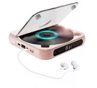 Reproductor de CD mini y portátil, botones de control bloqueables y protección anti-salto, salida de audio inalámbrica y con cable, batería