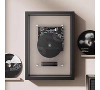 Reproductor de CD montable en la Pared con Bluetooth 5.0, Marco de Fotos dinámico, Altavoz Incorporado, Salida Auxiliar, Control Remoto, Marco de Fotos Creativo para decoración del hogar,Black
