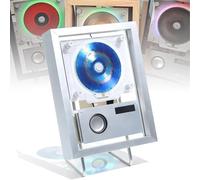 Reproductor de CD Montable en La Pared, Reproductor de CD con Marco de Música, Incluye CD, USB, FM, Bluetooth 5.1 Bidireccional y Modos AUX, para Decoración del Hogar/Pasillo/Oficina/Pared,Silver