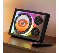 Reproductor De CD Montable En Pared Marco Musical con Altavoces, Marco De Fotos Decorativo Reproductor De CD, Control Remoto, 4 Luces Ambientales, Bluetooth 5.3, Reproducción USB TF, Pantalla Led