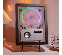 Reproductor de CD Multifuncional de Pared, Altavoz inalámbrico Bluetooth 5.1 con 6 Luces dinámicas, Radio USB/AUX/FM, Control Remoto y Pantalla giratoria.,Black