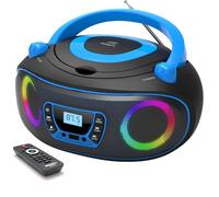 Reproductor de CD portátil Boombox, Bluetooth, Radio FM, USB, reproducción de MP3, Compatible con CD-R/CD-RW, Radio y Reproductor de CD