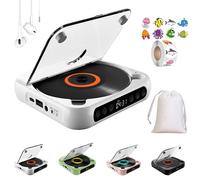Reproductor de CD Portátil con Bluetooth, 2025 Nuevo Reproductor de CD Compatible con Bluetooth con Auriculares, Compatible con CD/USB/BT y Modos de Repetición (Blanco)
