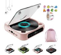 Reproductor de CD Portátil con Bluetooth, 2025 Nuevo Reproductor de CD Compatible con Bluetooth con Auriculares, Compatible con CD/USB/BT y Modos de Repetición (Rosa)