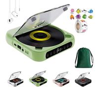 Reproductor de CD Portátil con Bluetooth, 2025 Nuevo Reproductor de CD Compatible con Bluetooth con Auriculares, Compatible con CD/USB/BT y Modos de Repetición (Verde)